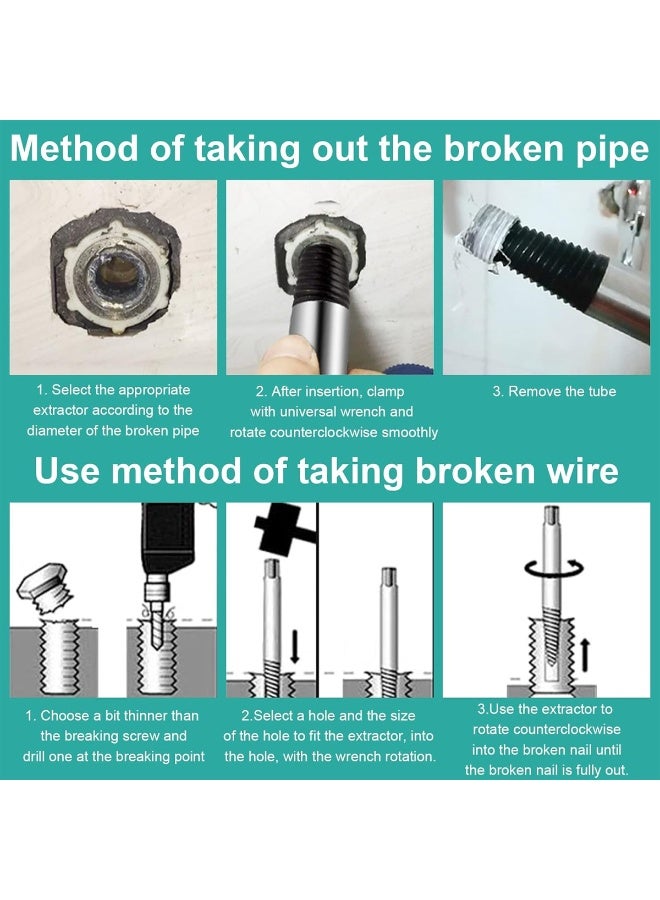 6 Pcs Screw Extractor Set Broken Bolt Stud Remover Tool High Carbon Steel Reverse Thread Easy Out Kit for Damaged Rusted Stripped Screws Bolts Pipes Nuts Fasteners Plumbing Automotive Mechanical Repair Home Workshop Use DIY Maintenance Industrial - Image 5